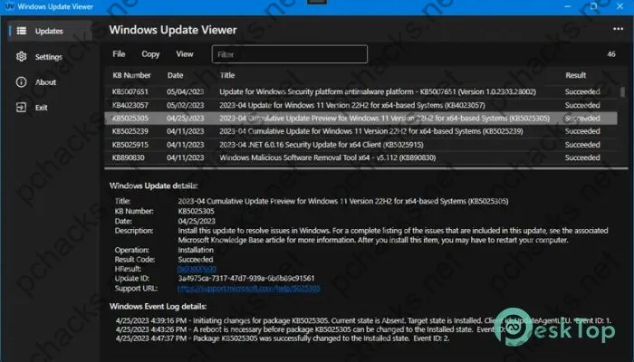 Windows Update Viewer Serial key 0.5.26.0 Free Download